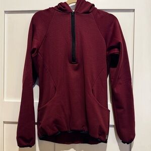 Vintage Handmade Kodiak Coat Burgundy Half Zip Hoodie